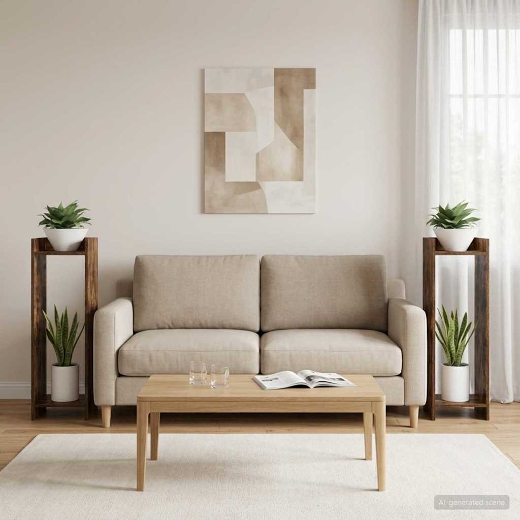 vidaXL Stojak na rośliny z półką 2 pcs Dąb Wędzony 30 x 30 x 100 cm