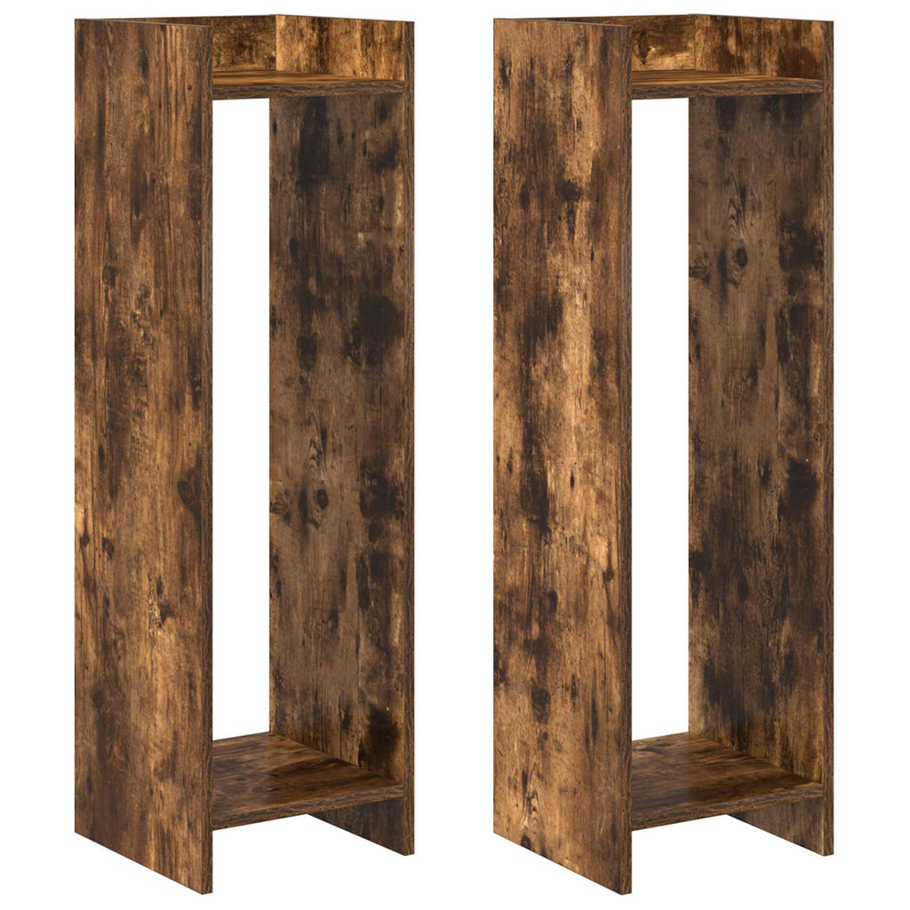vidaXL Stojak na rośliny z półką 2 pcs Dąb Wędzony 30 x 30 x 100 cm