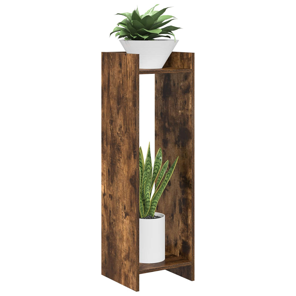vidaXL Stojak na rośliny z półką 2 pcs Dąb Wędzony 30 x 30 x 100 cm