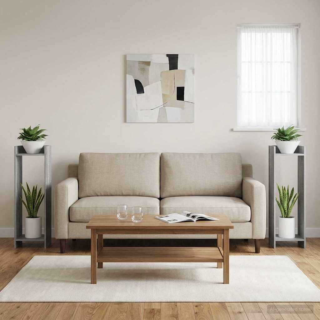 vidaXL Stojak na rośliny z półką 2 pcs Szary Sonoma 30 x 30 x 100 cm