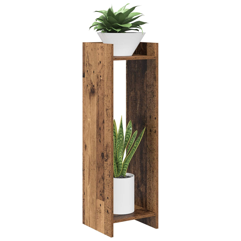 vidaXL Stojak na rośliny z półką Stare drewno 30 x 30 x 100 cm