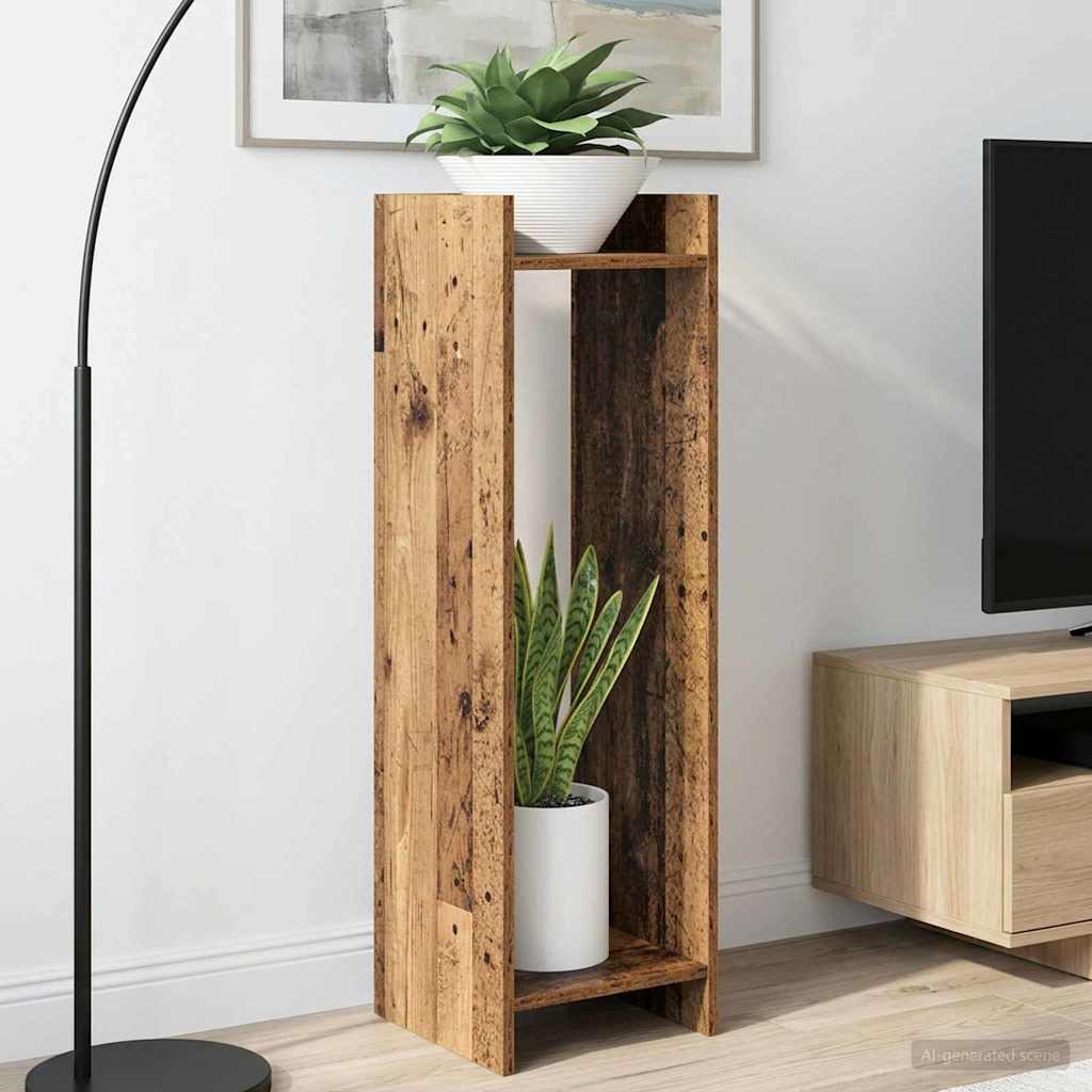 vidaXL Stojak na rośliny z półką 2 pcs Stare drewno 30 x 30 x 100 cm