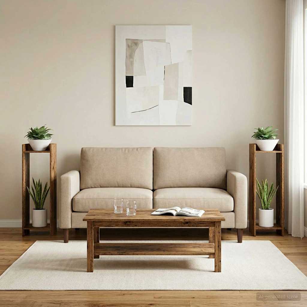 vidaXL Stojak na rośliny z półką 2 pcs Stare drewno 30 x 30 x 100 cm
