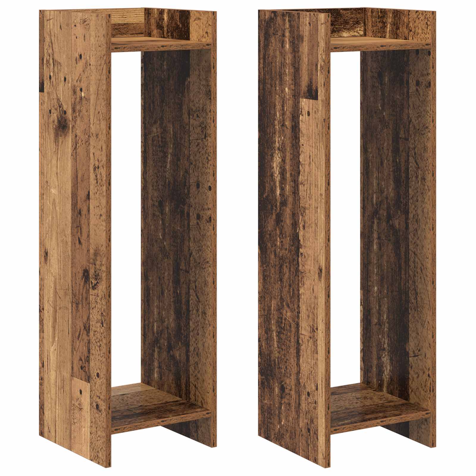 vidaXL Stojak na rośliny z półką 2 pcs Stare drewno 30 x 30 x 100 cm