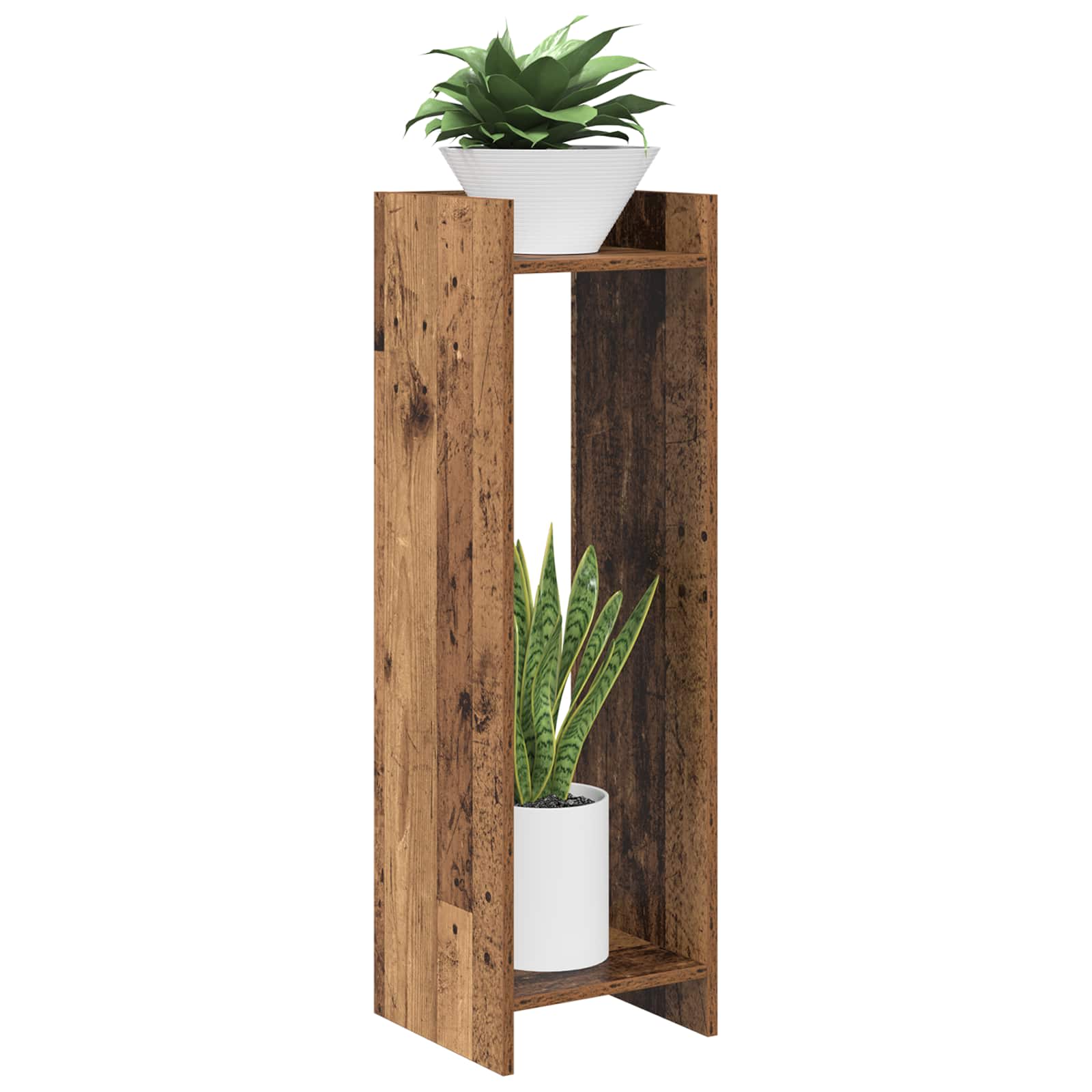 vidaXL Stojak na rośliny z półką 2 pcs Stare drewno 30 x 30 x 100 cm