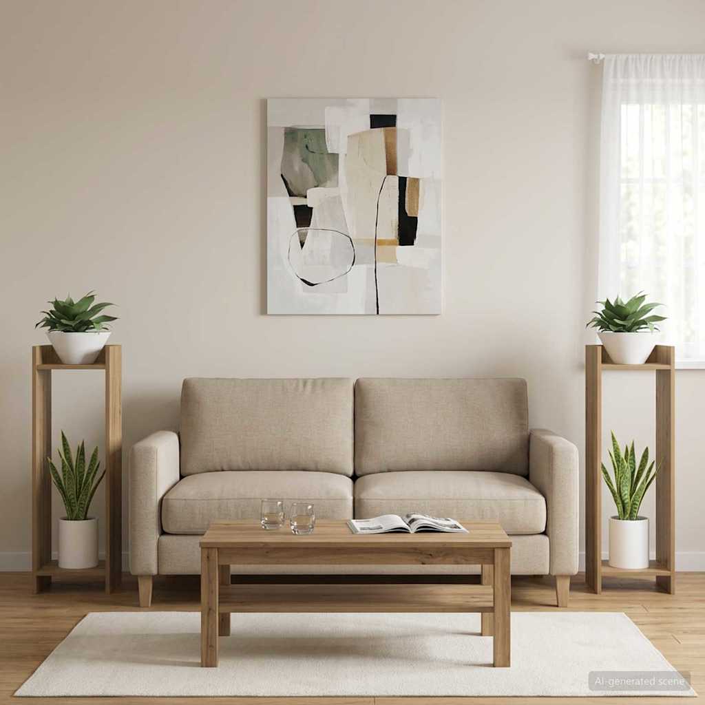 vidaXL Stojak na rośliny 2 pcs Dąb Rzemieślniczy 30 x 30 x 100 cm
