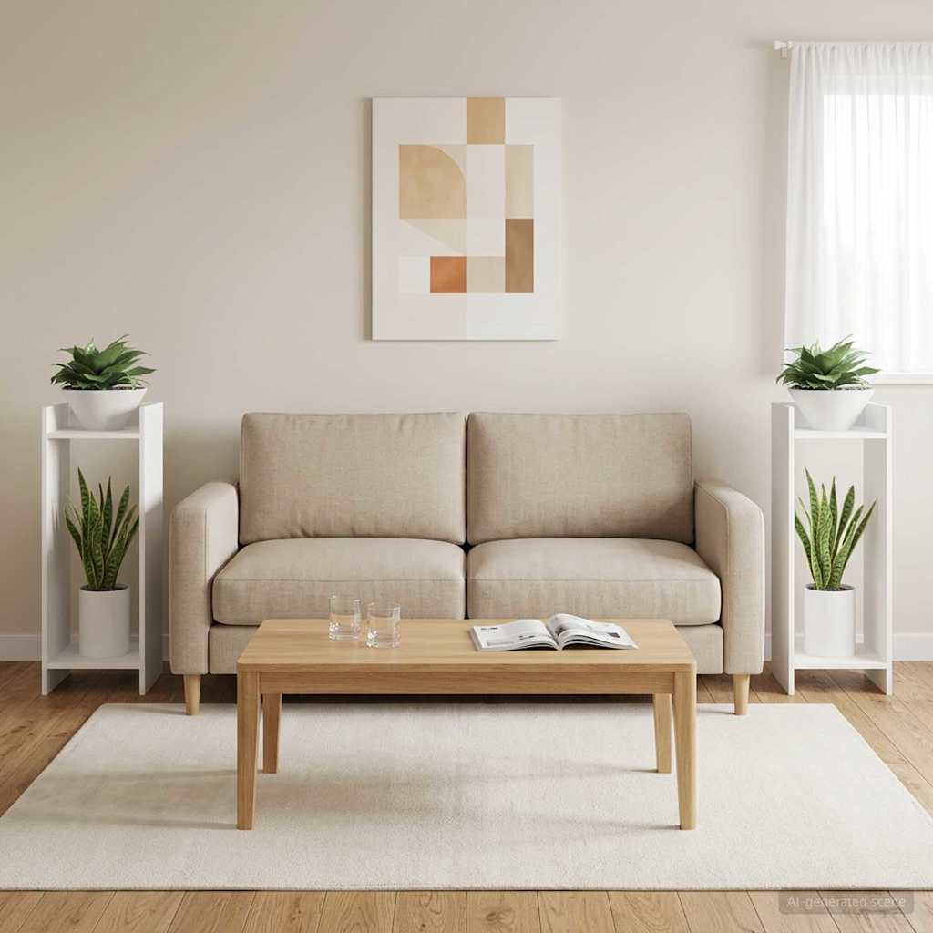 vidaXL Stojak na rośliny z półką 2 pcs Biały 30 x 30 x 80 cm