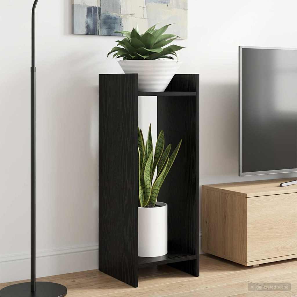 vidaXL Stojak na rośliny z półką Czarny Dąb 30 x 30 x 80 cm
