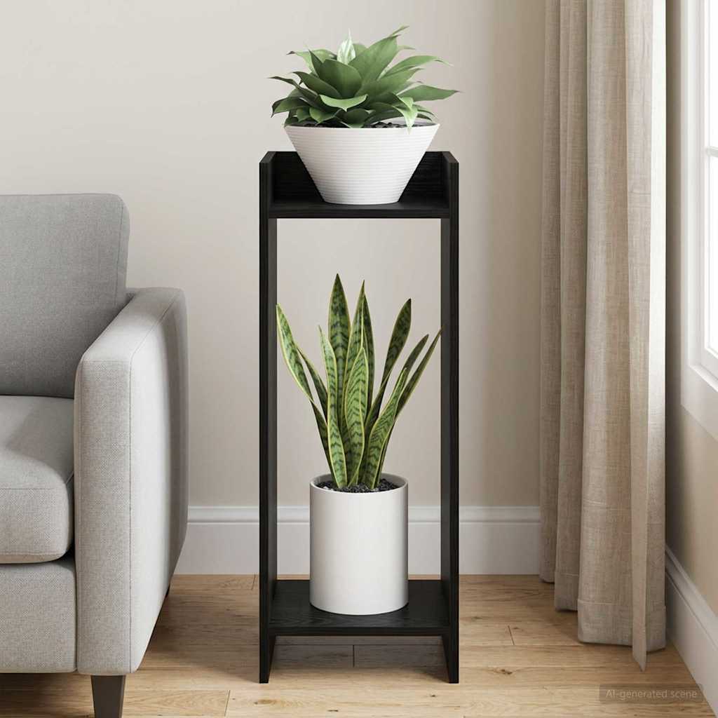 vidaXL Stojak na rośliny z półką Czarny Dąb 30 x 30 x 80 cm