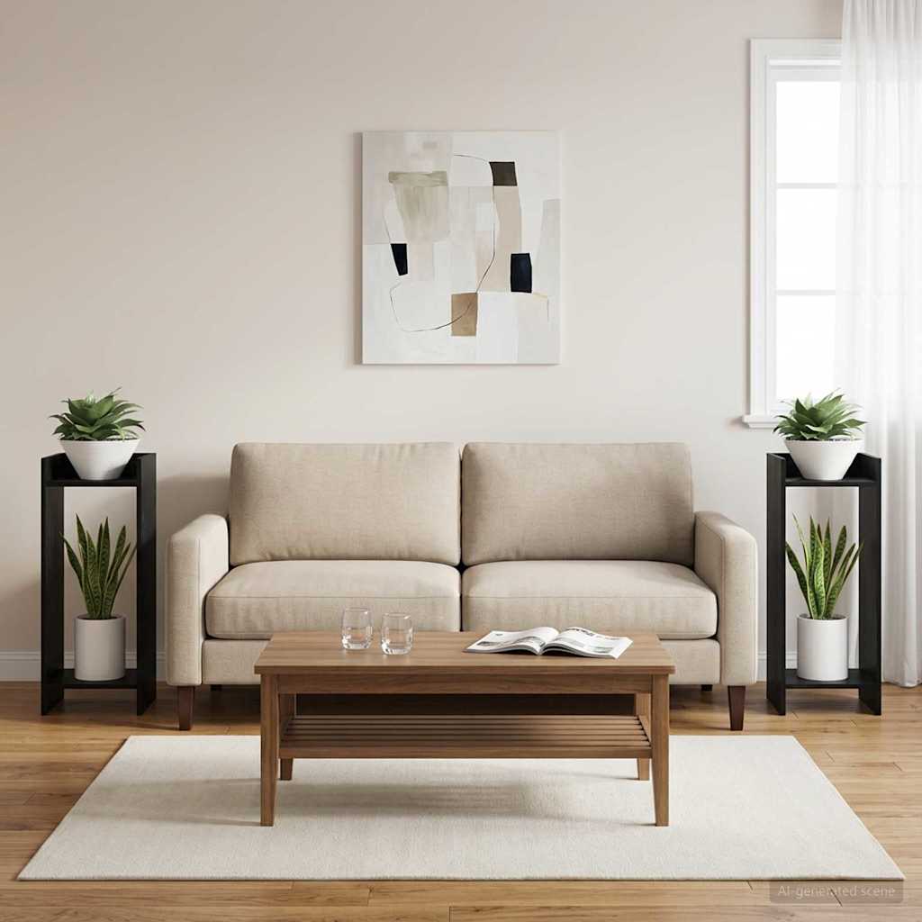 vidaXL Stojak na rośliny z półką 2 pcs Czarny Dąb 30 x 30 x 80 cm