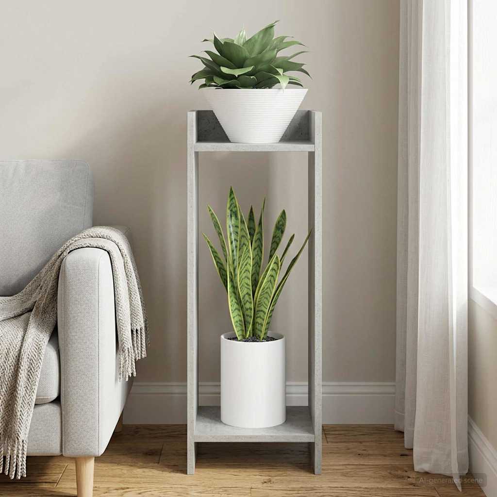 vidaXL Stojak na rośliny z półką Betonowy Szary 30 x 30 x 80 cm