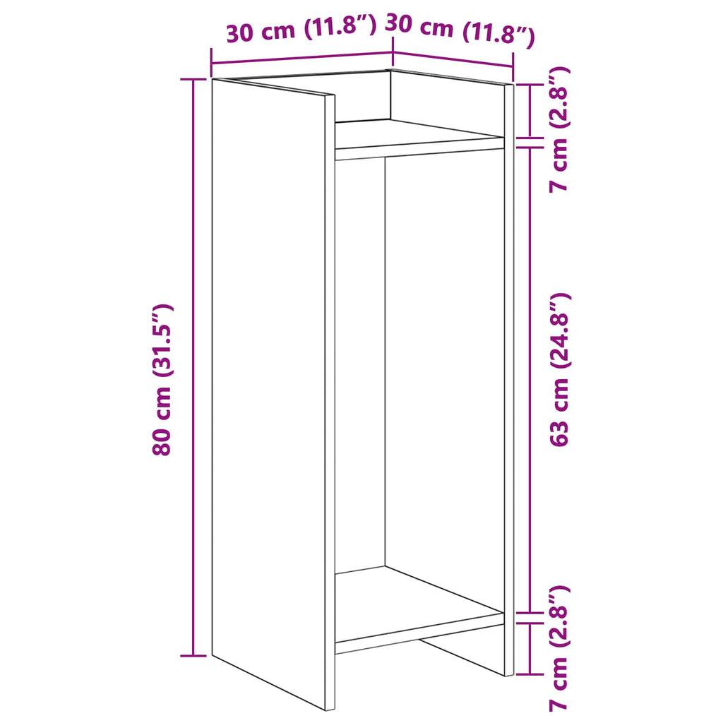 vidaXL Stojak na rośliny z półką Betonowy Szary 30 x 30 x 80 cm