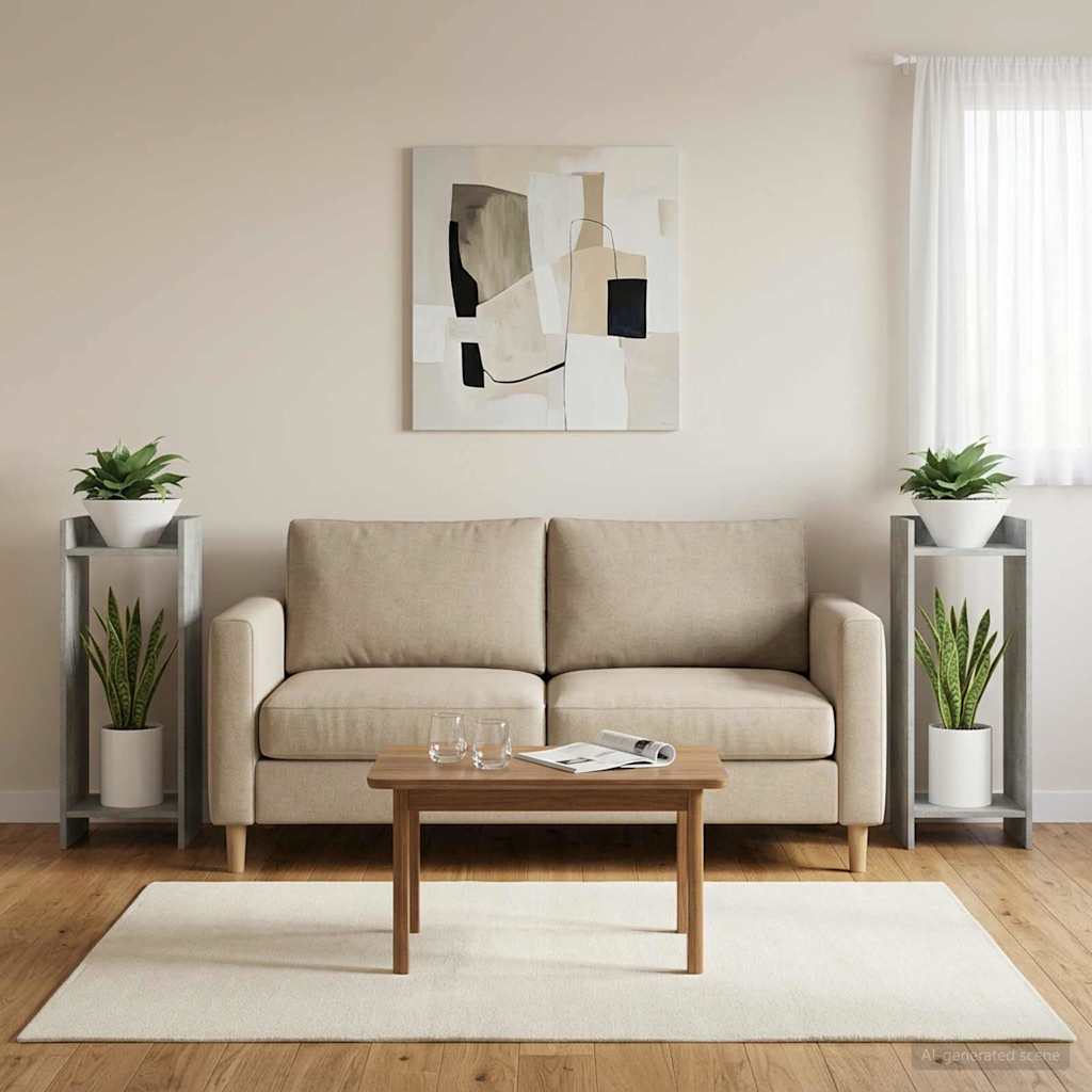 vidaXL Stojak na rośliny z półką 2 pcs Betonowy Szary 30 x 30 x 80 cm