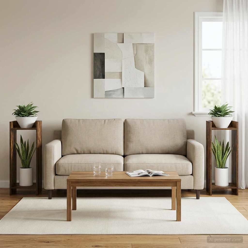 vidaXL Stojak na rośliny z półką 2 pcs Dąb Wędzony 30 x 30 x 80 cm