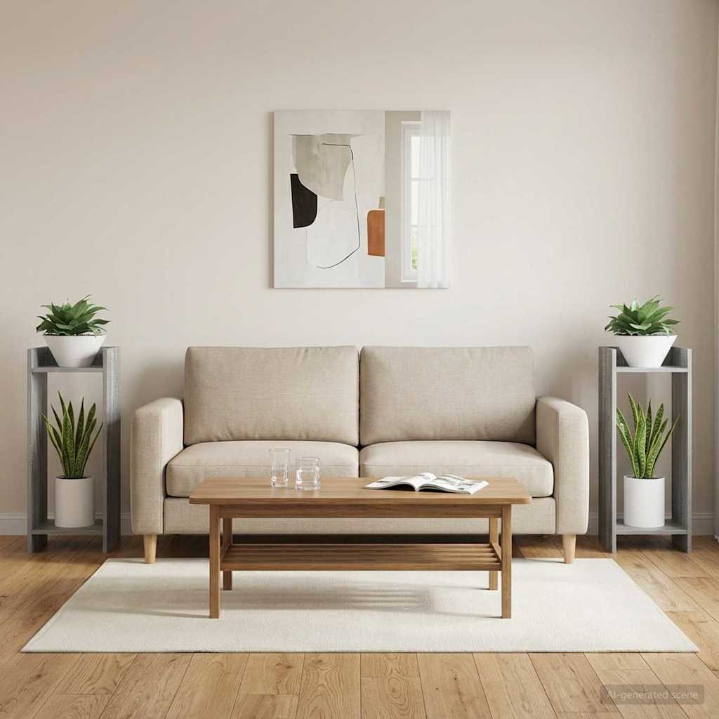 vidaXL Stojak na rośliny z półką 2 pcs Szary Sonoma 30 x 30 x 80 cm
