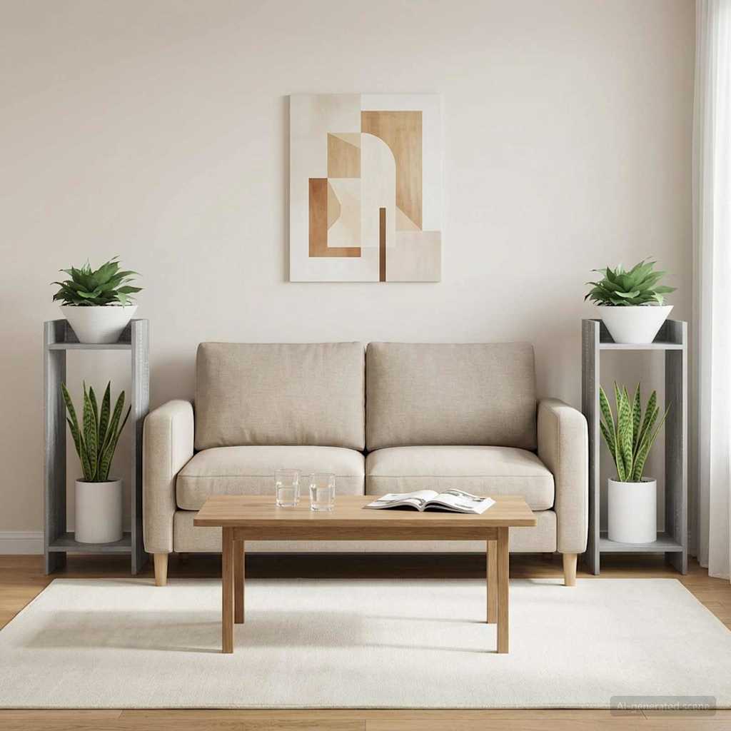 vidaXL Stojak na rośliny z półką 2 pcs Szary Sonoma 30 x 30 x 80 cm