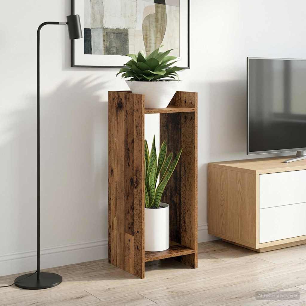 vidaXL Stojak na rośliny z półką 2 pcs Stare drewno 30 x 30 x 80 cm