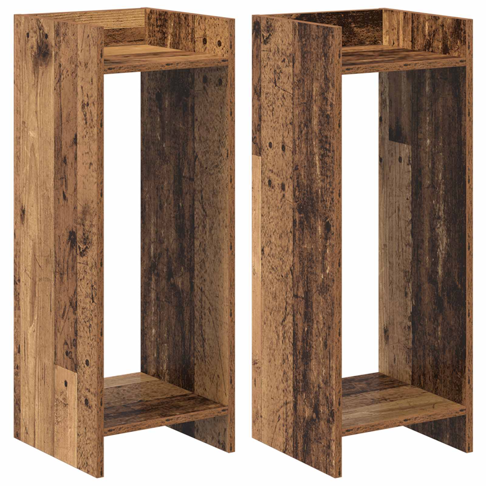 vidaXL Stojak na rośliny z półką 2 pcs Stare drewno 30 x 30 x 80 cm