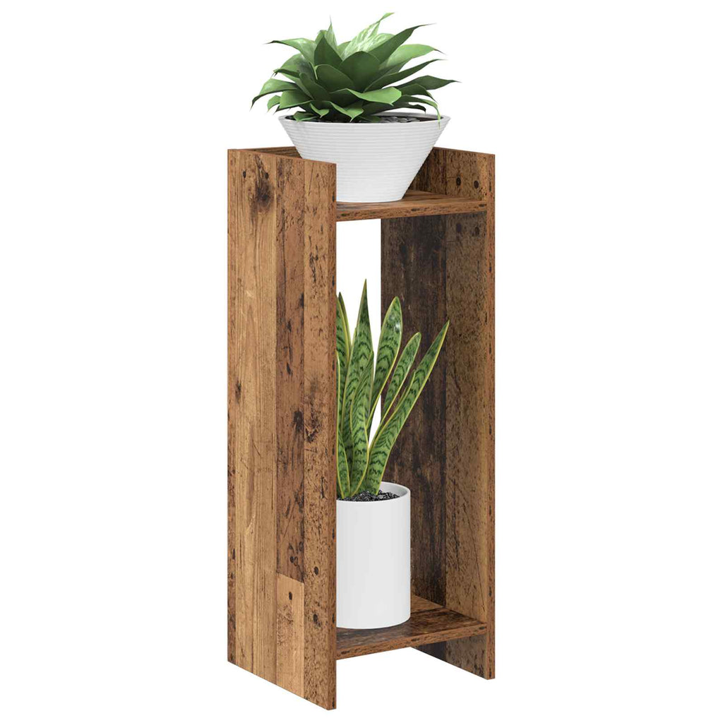 vidaXL Stojak na rośliny z półką 2 pcs Stare drewno 30 x 30 x 80 cm