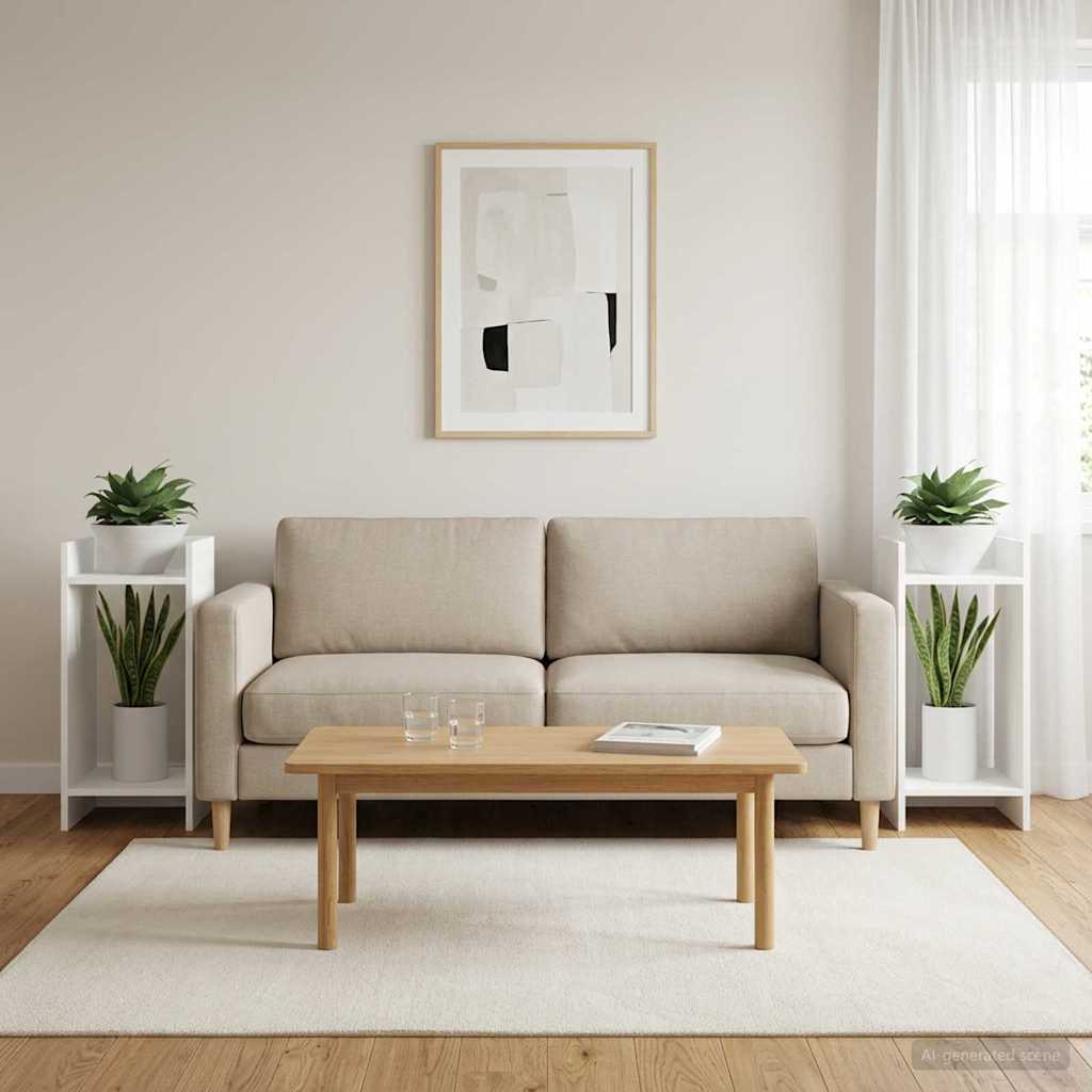 vidaXL Stojak na rośliny z półką 2 pcs Biały 30 x 30 x 60 cm