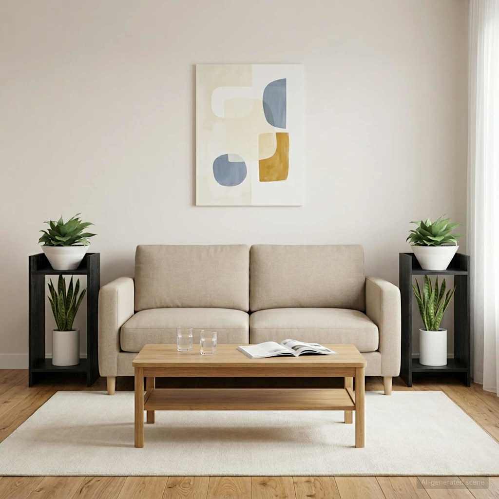 vidaXL Stojak na rośliny z półką Czarny Dąb 30 x 30 x 60 cm