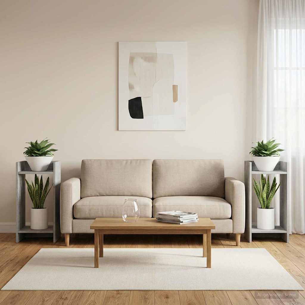 vidaXL Stojak na rośliny z półką 2 pcs Betonowy Szary 30 x 30 x 60 cm