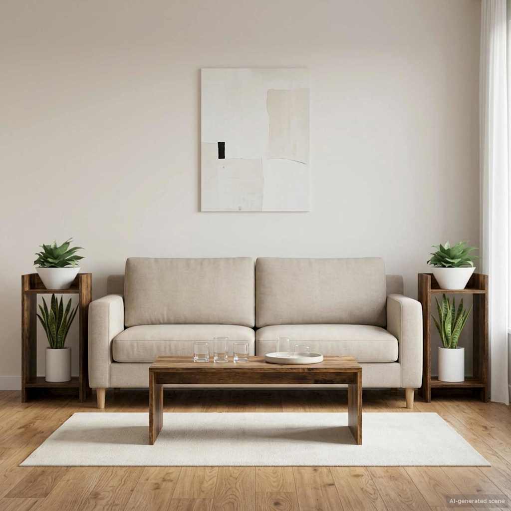 vidaXL Stojak na rośliny z półką 2 pcs Dąb Wędzony 30 x 30 x 60 cm