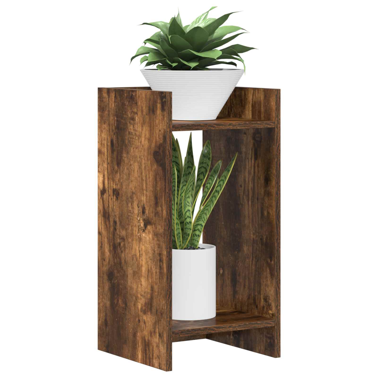 vidaXL Stojak na rośliny z półką 2 pcs Dąb Wędzony 30 x 30 x 60 cm