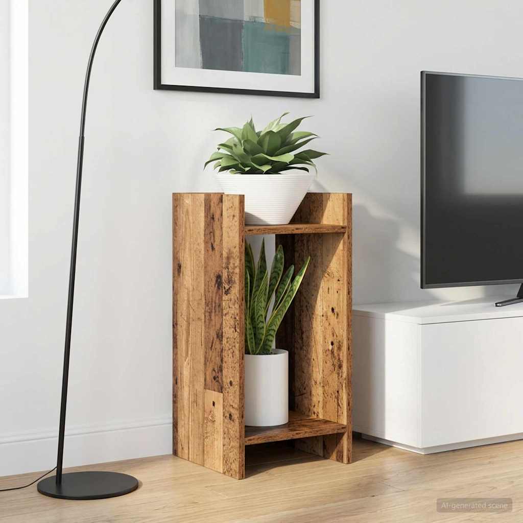 vidaXL Stojak na rośliny z półką 2 pcs Stare drewno 30 x 30 x 60 cm