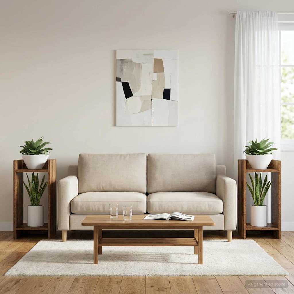 vidaXL Stojak na rośliny z półką 2 pcs Stare drewno 30 x 30 x 60 cm