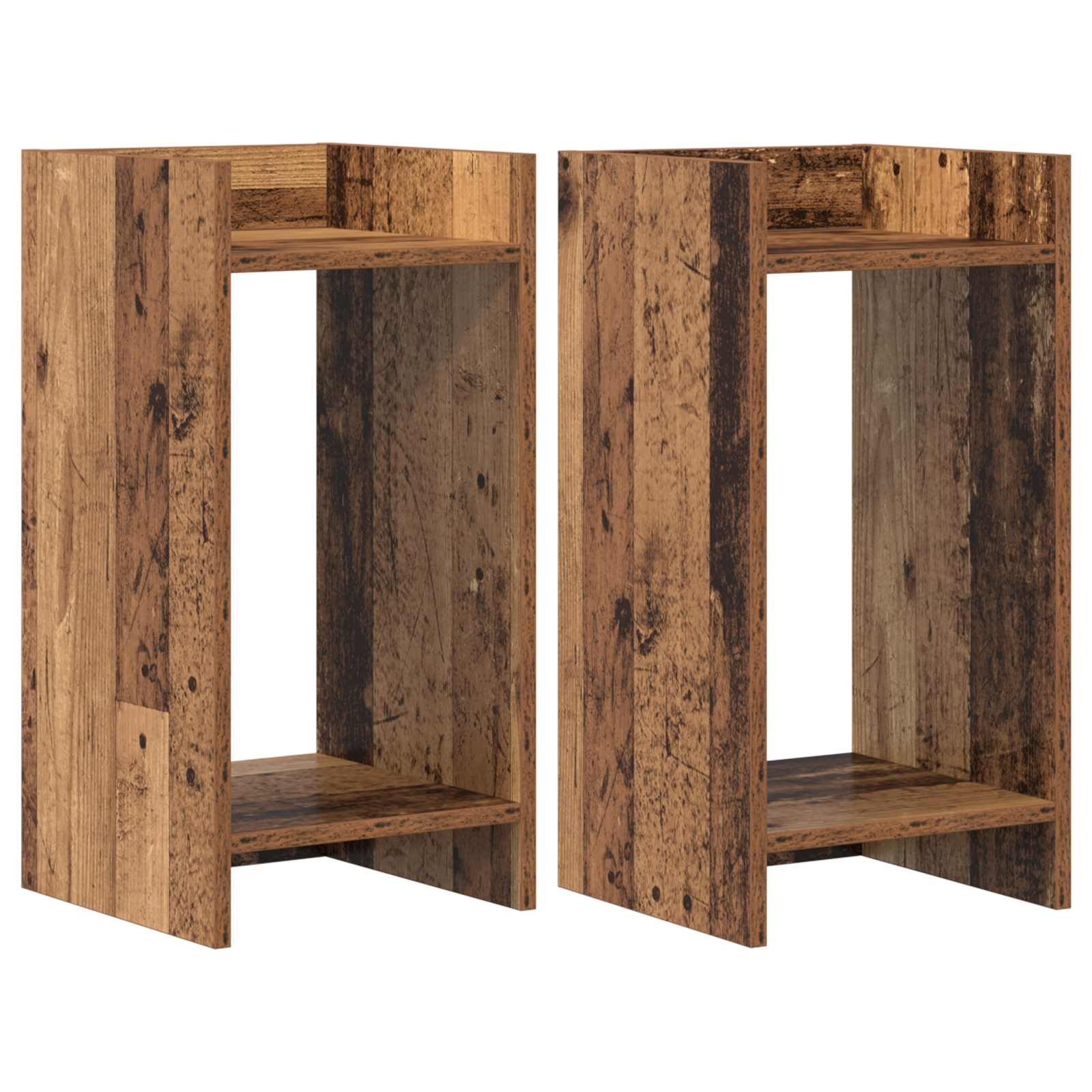 vidaXL Stojak na rośliny z półką 2 pcs Stare drewno 30 x 30 x 60 cm