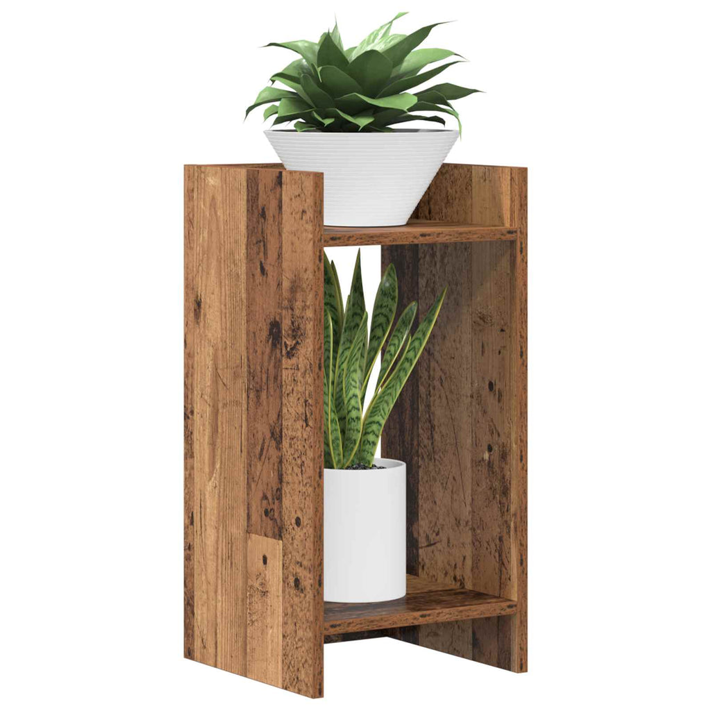 vidaXL Stojak na rośliny z półką 2 pcs Stare drewno 30 x 30 x 60 cm