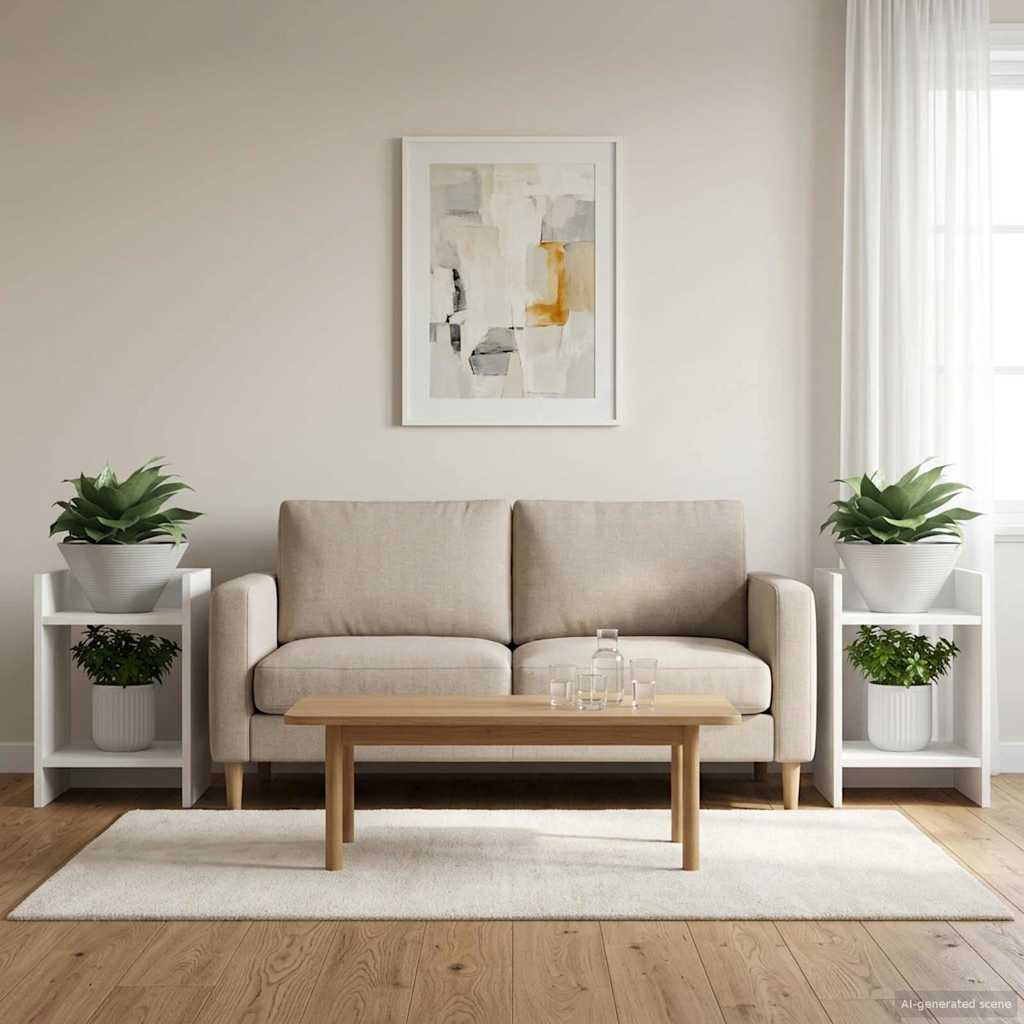 vidaXL Stojak na rośliny z półką 2 pcs Biały 30 x 30 x 40 cm