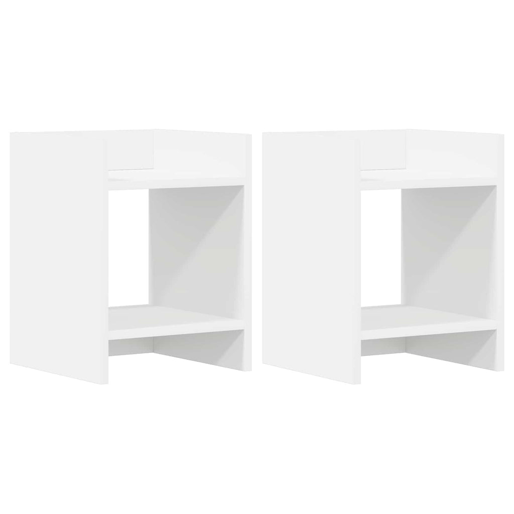 vidaXL Stojak na rośliny z półką 2 pcs Biały 30 x 30 x 40 cm