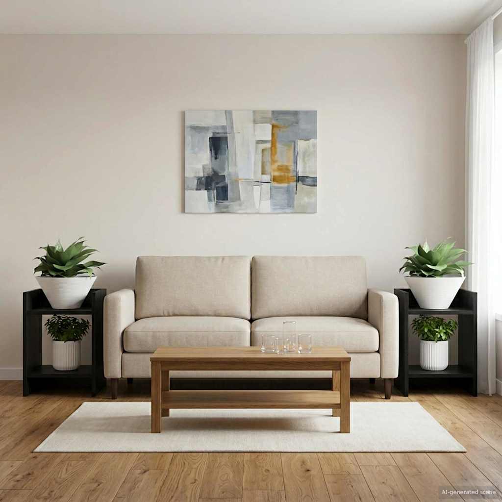 vidaXL Stojak na rośliny z półką 2 pcs Czarny Dąb 30 x 30 x 40 cm