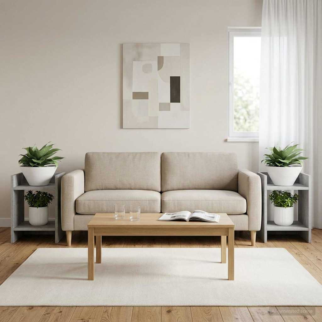 vidaXL Stojak na rośliny z półką 2 pcs Betonowy Szary 30 x 30 x 40 cm