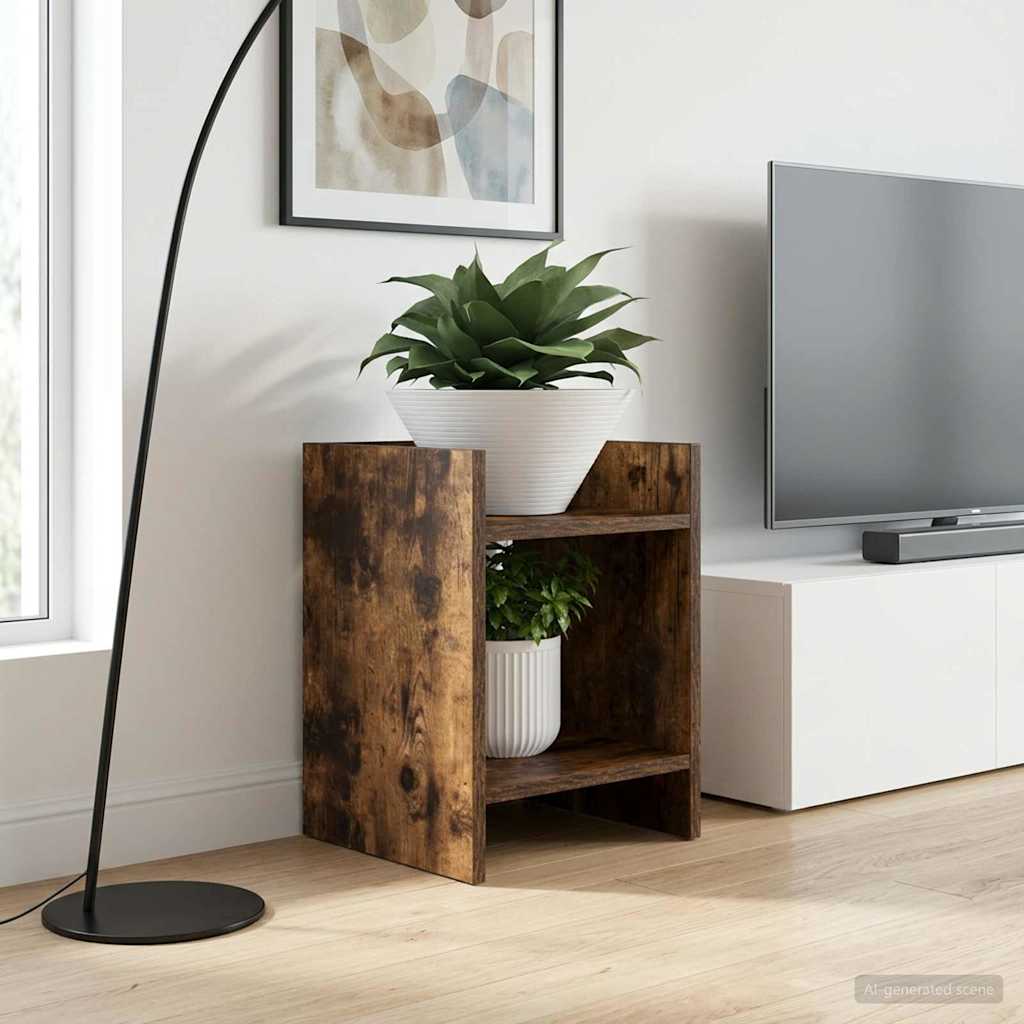 vidaXL Stojak na rośliny z półką 2 pcs Dąb Wędzony 30 x 30 x 40 cm