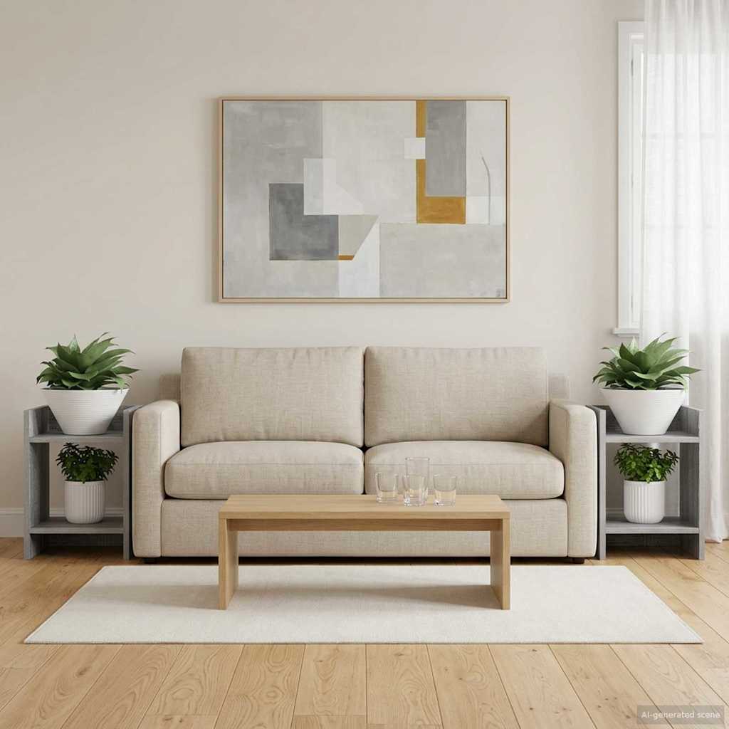 vidaXL Stojak na rośliny z półką 2 pcs Szary Sonoma 30 x 30 x 40 cm