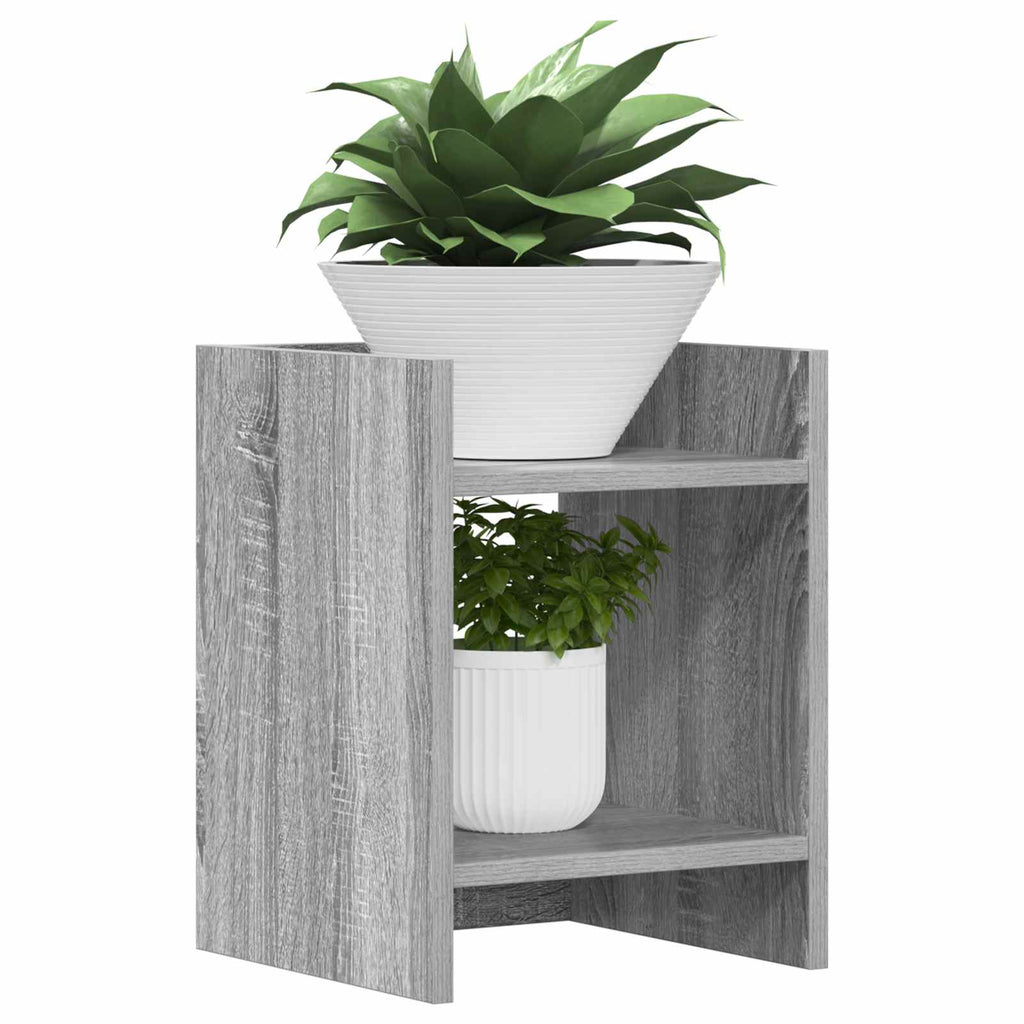 vidaXL Stojak na rośliny z półką 2 pcs Szary Sonoma 30 x 30 x 40 cm