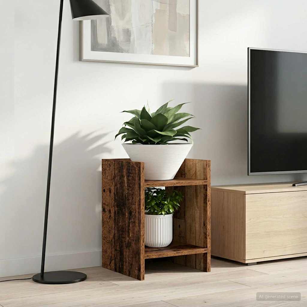 vidaXL Stojak na rośliny z półką 2 pcs Stare drewno 30 x 30 x 40 cm