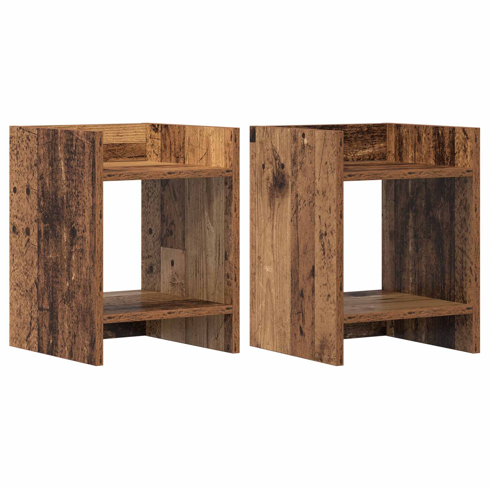vidaXL Stojak na rośliny z półką 2 pcs Stare drewno 30 x 30 x 40 cm