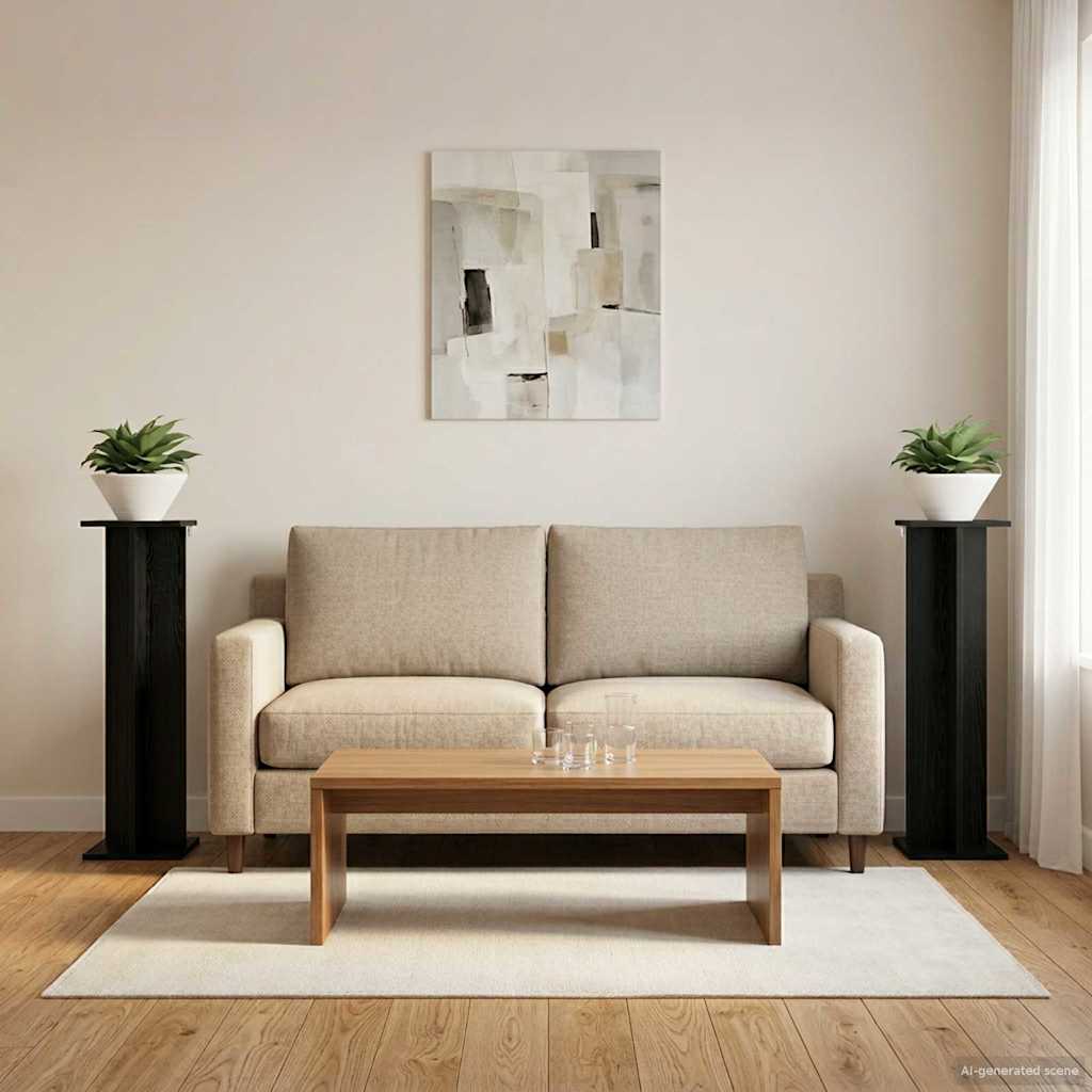 vidaXL Stojak na rośliny 2 pcs Czarny Dąb 25 x 25,5 x 100,5 cm