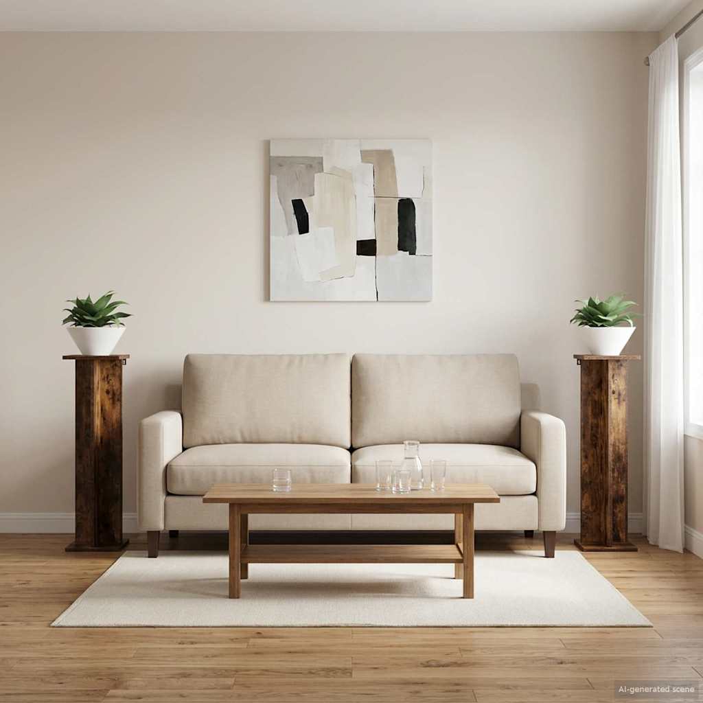 vidaXL Stojak na rośliny 2 pcs Dąb Wędzony 25 x 25,5 x 100,5 cm