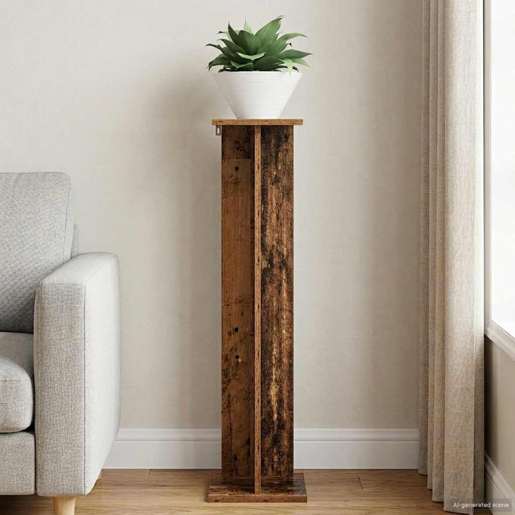 vidaXL Stojak na rośliny Stare drewno 25 x 25,5 x 100,5 cm