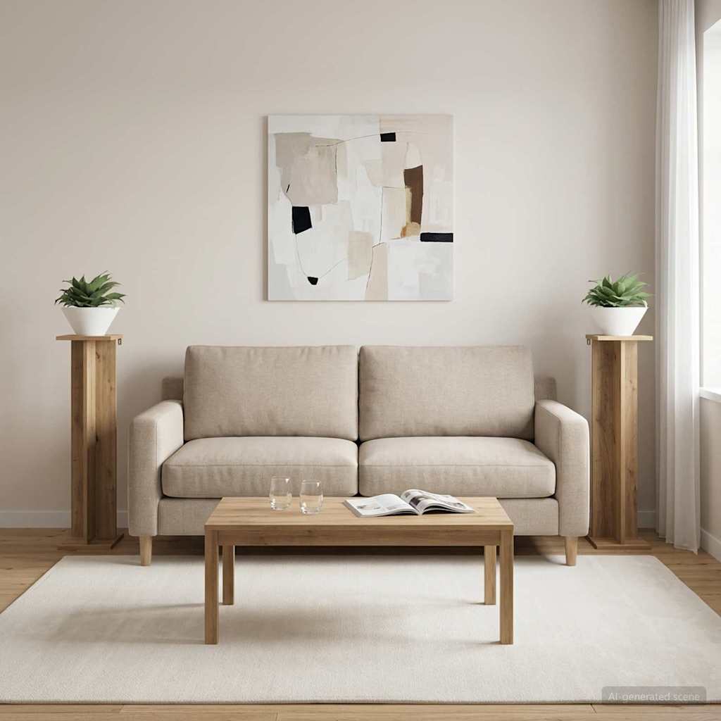 vidaXL Stojak na rośliny 2 pcs Dąb Rzemieślniczy 25 x 25,5 x 100,5 cm