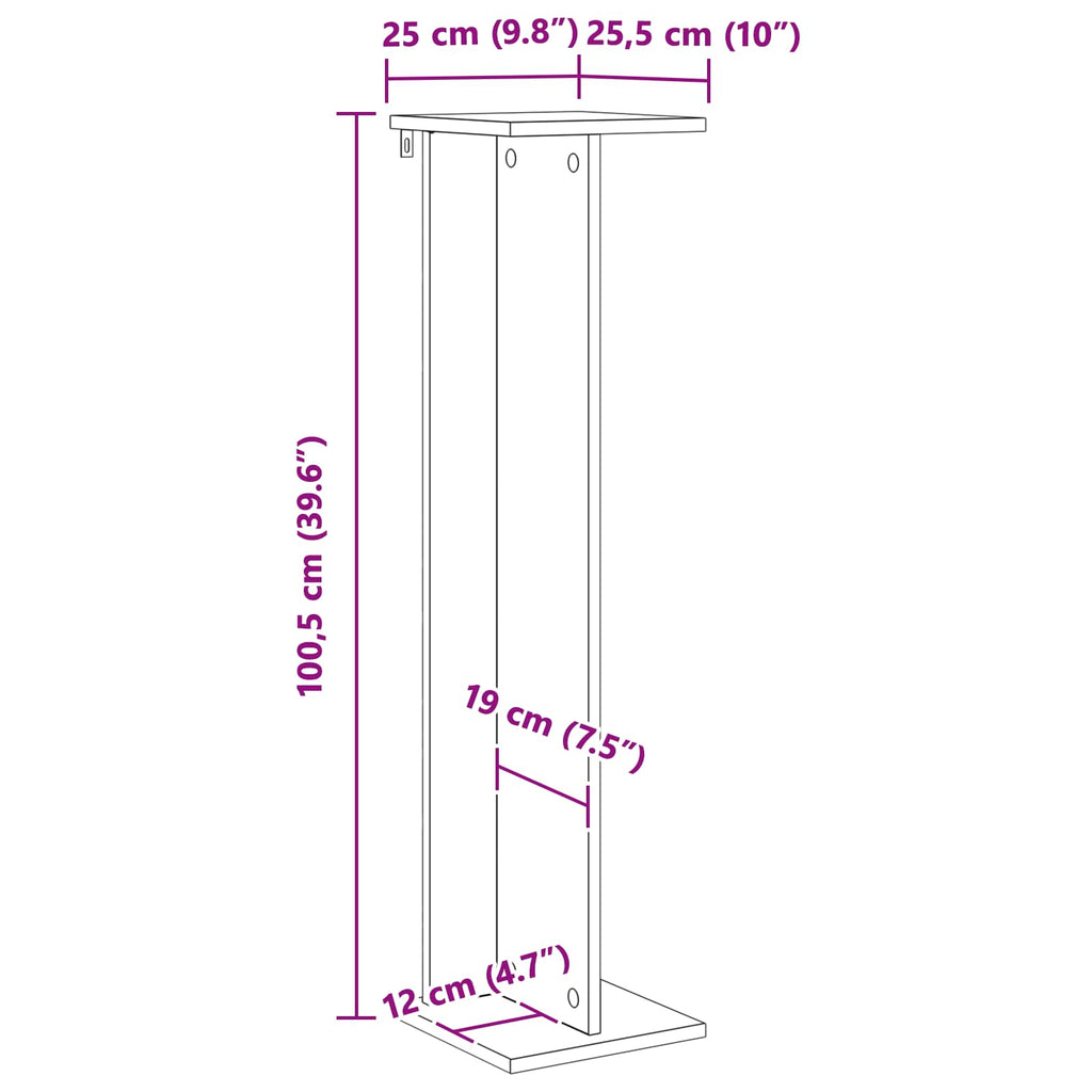 vidaXL Stojak na rośliny 2 pcs Dąb Rzemieślniczy 25 x 25,5 x 100,5 cm
