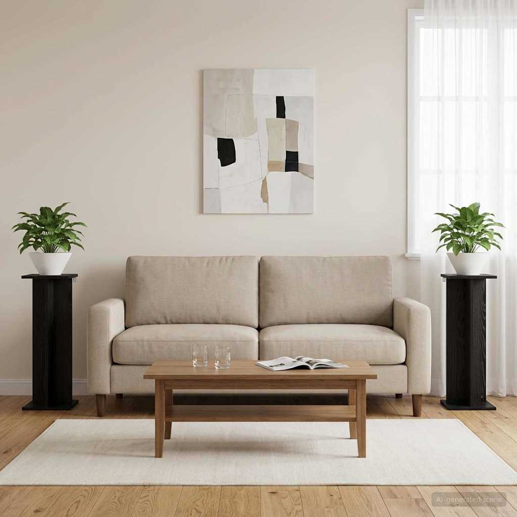 vidaXL Stojak na rośliny 2 pcs Czarny Dąb 25 x 25,5 x 80,5 cm