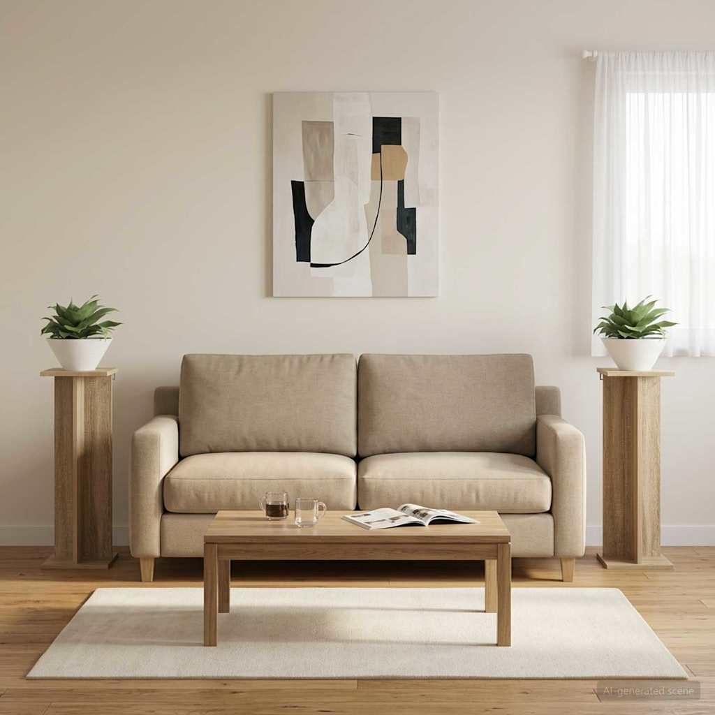 vidaXL Stojak na rośliny 2 pcs Dąb Sonoma 25 x 25,5 x 80,5 cm