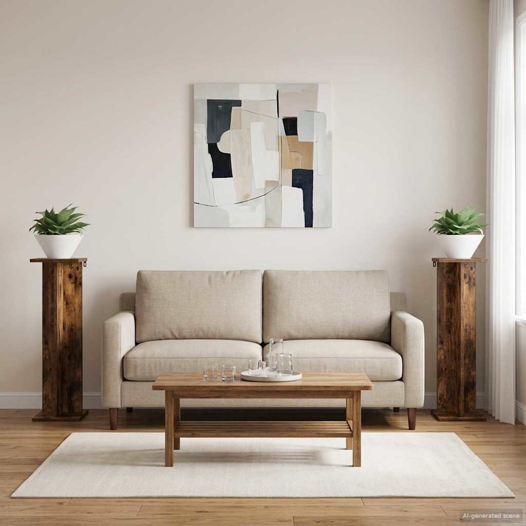 vidaXL Stojak na rośliny 2 pcs Dąb Wędzony 25 x 25,5 x 80,5 cm