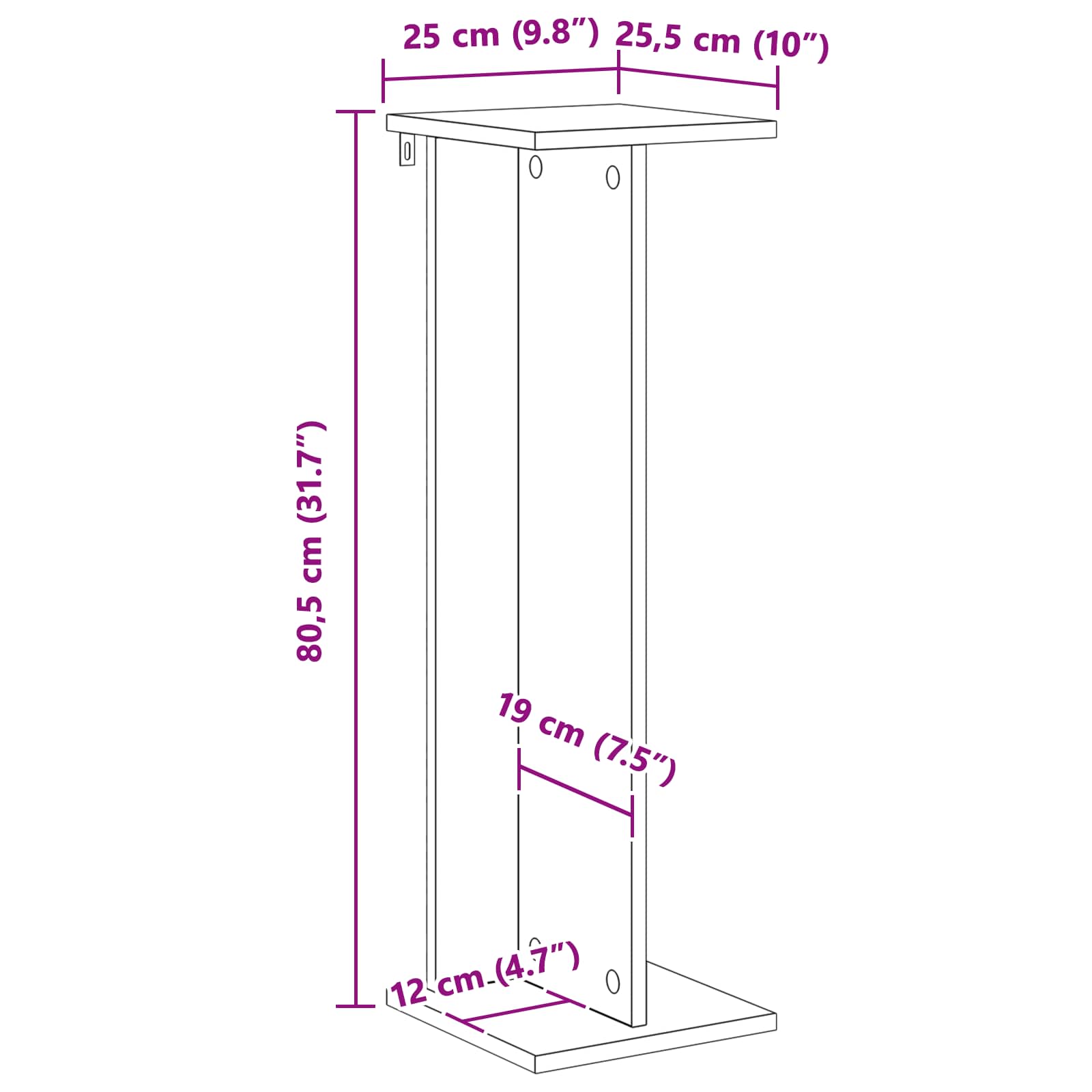 vidaXL Stojak na rośliny 2 pcs Dąb Wędzony 25 x 25,5 x 80,5 cm